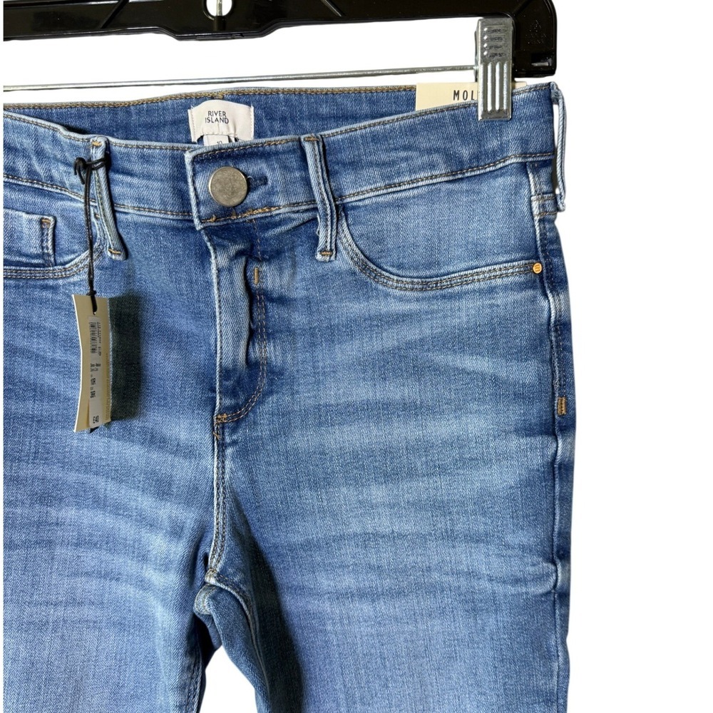 NWT River Island Molly Mid Rise Jeggings Blue Denim Skinny Fit Women's Size 10R - Picture 4 of 9